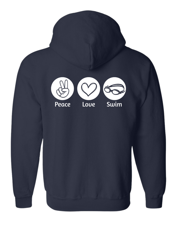 Sweat à capuche Peace Love Swim/Sail adulte