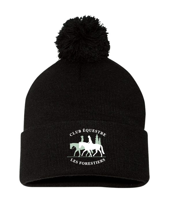 Tuque à pompon brodée – Club Équestre Les Forestiers