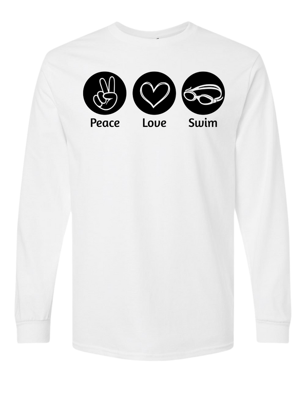 Youth Peace Love Swim/Sail Long Sleeve Tee