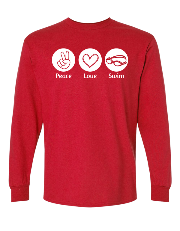 Youth Peace Love Swim/Sail Long Sleeve Tee