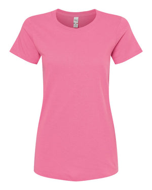 M&O 4810 Women's Gold Soft Touch T-Shirt, front view - Azalea