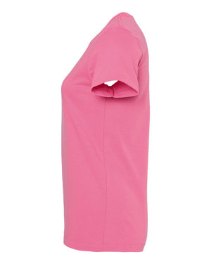 M&O 4810 Women's Gold Soft Touch T-Shirt, side view - Azalea