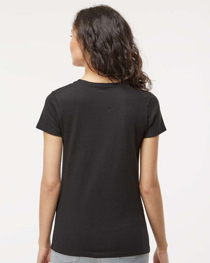 M&O 4810 Women's Gold Soft Touch T-Shirt, model back view - Black