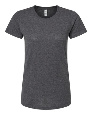 M&O 4810 Women's Gold Soft Touch T-Shirt, front view - Dark Heather