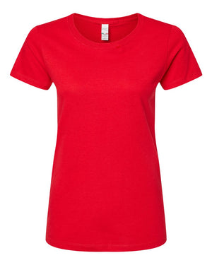 M&O 4810 Women's Gold Soft Touch T-Shirt, front view - Deep Red