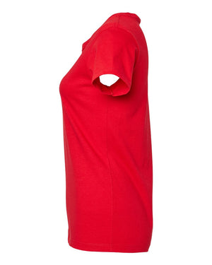 M&O 4810 Women's Gold Soft Touch T-Shirt, side view - Deep Red