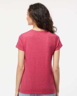 M&O 4810 Women's Gold Soft Touch T-Shirt, model back view - Heather Pink