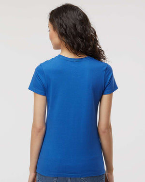 M&O 4810 Women's Gold Soft Touch T-Shirt, model back view - Royal