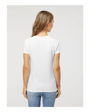 M&O 4810 Women's Gold Soft Touch T-Shirt, model back view - White