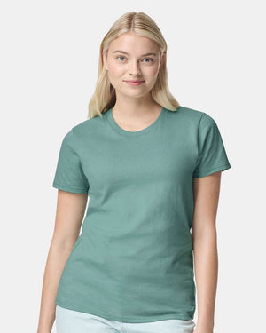Gildan 5000L Women's Heavy Cotton™ T-Shirt, model front view - Aquatic