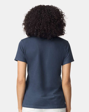 Gildan 5000L Women's Heavy Cotton™ T-Shirt, model back view - Blue Dusk