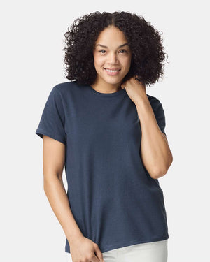 Gildan 5000L Women's Heavy Cotton™ T-Shirt, model front view - Blue Dusk
