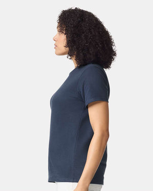 Gildan 5000L Women's Heavy Cotton™ T-Shirt, model side view - Blue Dusk