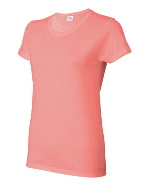 Gildan 5000L Women's Heavy Cotton™ T-Shirt, angle view - Coral Silk