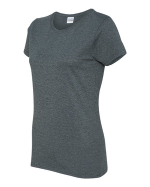 Gildan 5000L Women's Heavy Cotton™ T-Shirt, angle view - Dark Heather