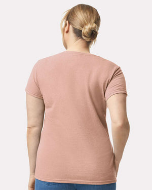 Gildan 5000L Women's Heavy Cotton™ T-Shirt, model back view - Dusty Rose