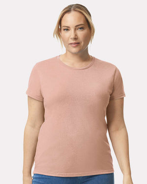 Gildan 5000L Women's Heavy Cotton™ T-Shirt, model front view - Dusty Rose