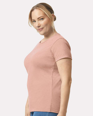 Gildan 5000L Women's Heavy Cotton™ T-Shirt, model side view - Dusty Rose