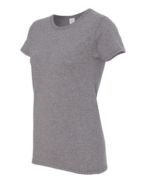 Gildan 5000L Women's Heavy Cotton™ T-Shirt, angle view - Graphite Heather