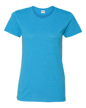 Gildan 5000L Women's Heavy Cotton™ T-Shirt, front view - Heather Sapphire
