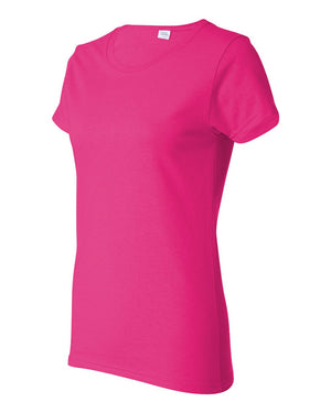 Gildan 5000L Women's Heavy Cotton™ T-Shirt, angle view - Heliconia