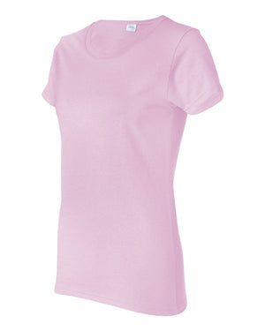 Gildan 5000L Women's Heavy Cotton™ T-Shirt, angle view - Light Pink