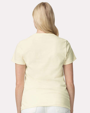 Gildan 5000L Women's Heavy Cotton™ T-Shirt, model back view - Off White