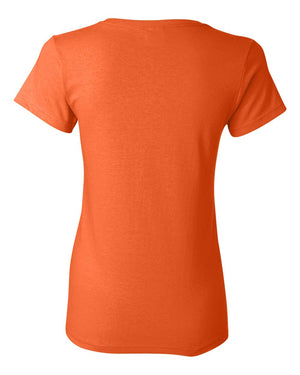 Gildan 5000L Women's Heavy Cotton™ T-Shirt, back view - Orange
