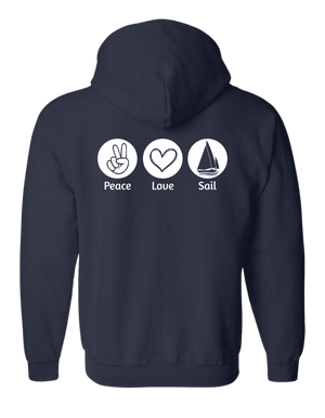 Youth Embroidered Peace Love Swim/Sail Zip Up