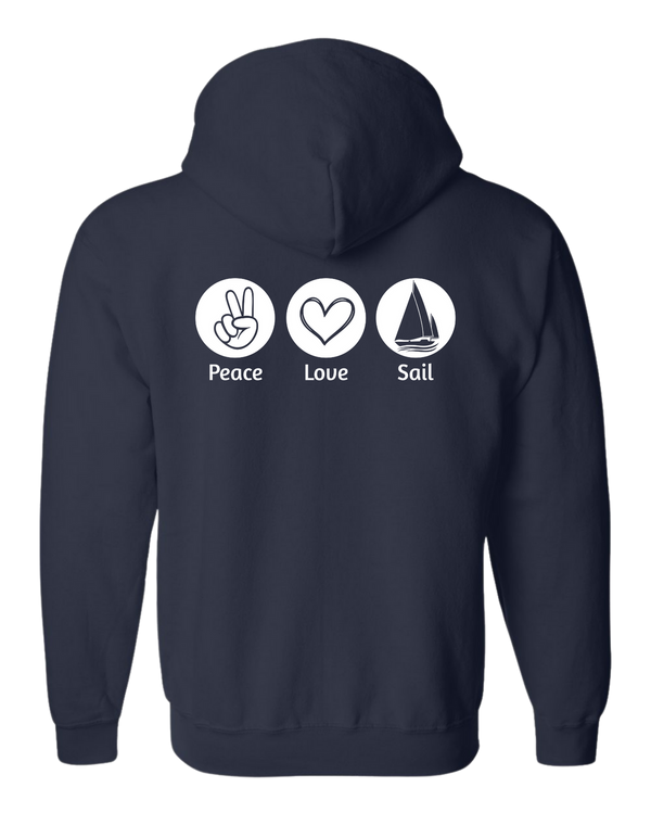 Youth Embroidered Peace Love Swim/Sail Zip Up