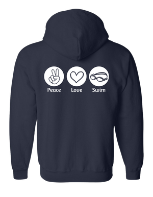 Youth Embroidered Peace Love Swim/Sail Zip Up