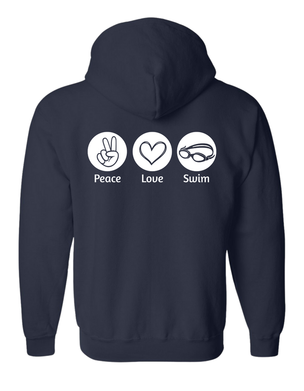 Youth Embroidered Peace Love Swim/Sail Zip Up