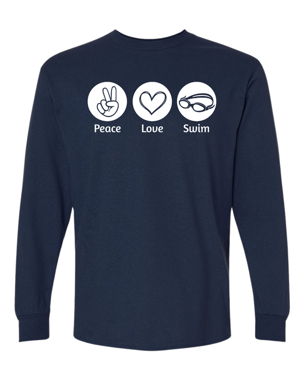 Youth Peace Love Swim/Sail Long Sleeve Tee