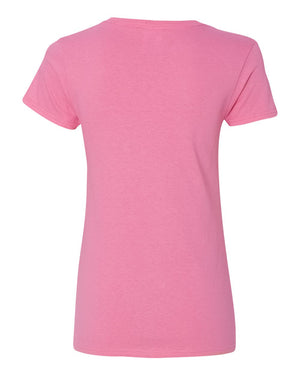 Gildan 5V00L Women's Heavy Cotton™ V-Neck T-Shirt, back view - Azalea