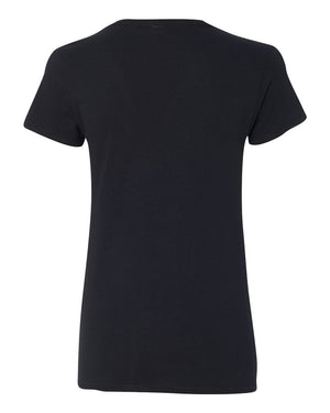 Gildan 5V00L Women's Heavy Cotton™ V-Neck T-Shirt, back view - Black
