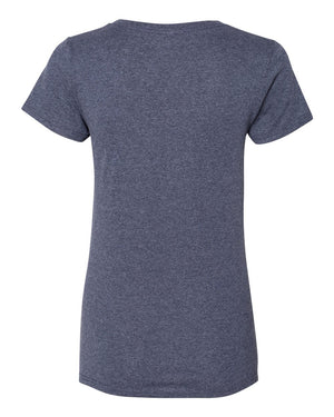 Gildan 5V00L Women's Heavy Cotton™ V-Neck T-Shirt, back view - Heather Navy