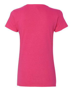 Gildan 5V00L Women's Heavy Cotton™ V-Neck T-Shirt, back view - Heliconia