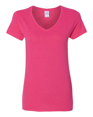 Gildan 5V00L Women's Heavy Cotton™ V-Neck T-Shirt, front view - Heliconia