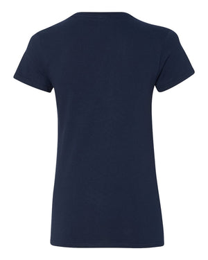 Gildan 5V00L Women's Heavy Cotton™ V-Neck T-Shirt, back view - Navy