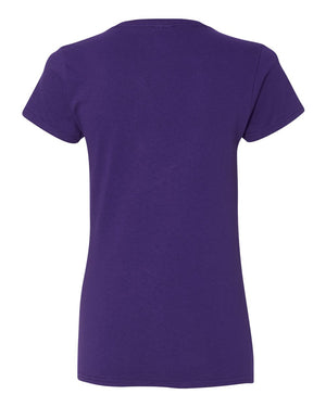Gildan 5V00L Women's Heavy Cotton™ V-Neck T-Shirt, back view - Purple