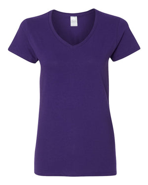 Gildan 5V00L Women's Heavy Cotton™ V-Neck T-Shirt, front view - Purple