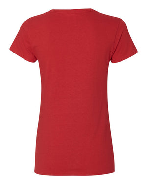 Gildan 5V00L Women's Heavy Cotton™ V-Neck T-Shirt, back view - Red