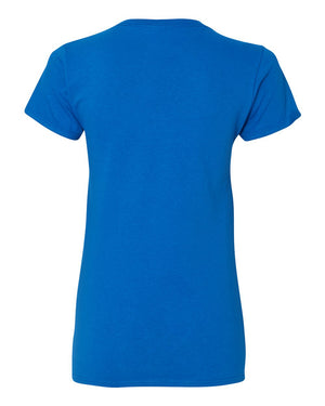 Gildan 5V00L Women's Heavy Cotton™ V-Neck T-Shirt, back view - Royal