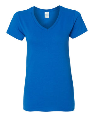 Gildan 5V00L Women's Heavy Cotton™ V-Neck T-Shirt, front view - Royal