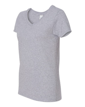 Gildan 5V00L Women's Heavy Cotton™ V-Neck T-Shirt, angle view - Sport Grey