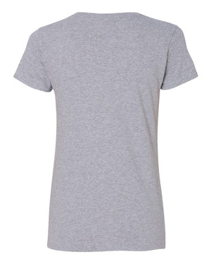 Gildan 5V00L Women's Heavy Cotton™ V-Neck T-Shirt, back view - Sport Grey