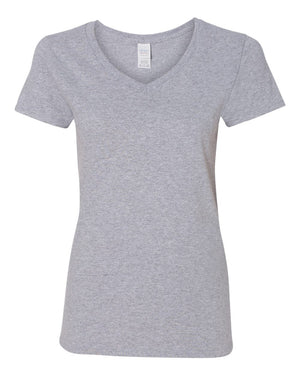 Gildan 5V00L Women's Heavy Cotton™ V-Neck T-Shirt, front view - Sport Grey