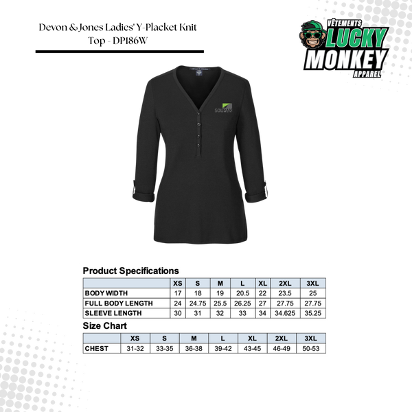 Devon & Jones Ladies' Y-Placket Knit Top - DP186W