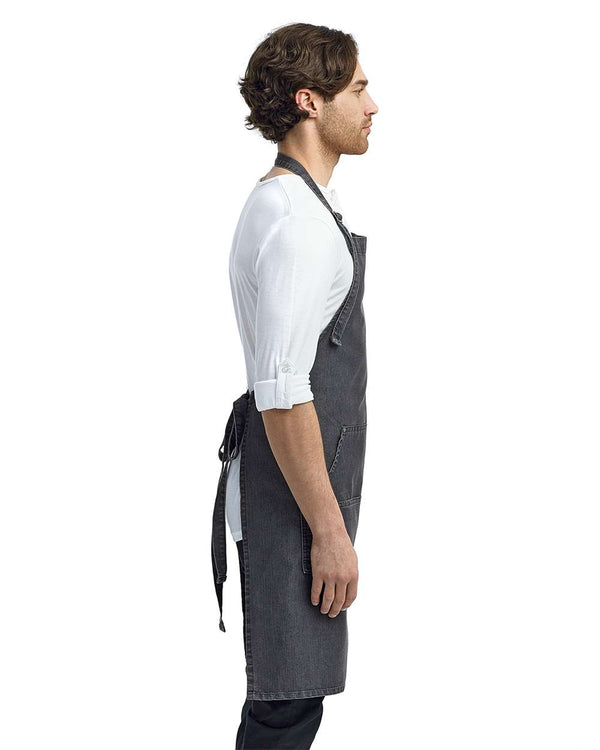 Artisan Collection - Four-Pocket Jeans Stitch Denim Bib Apron - RP126