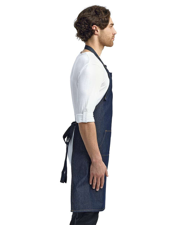 Artisan Collection - Four-Pocket Jeans Stitch Denim Bib Apron - RP126
